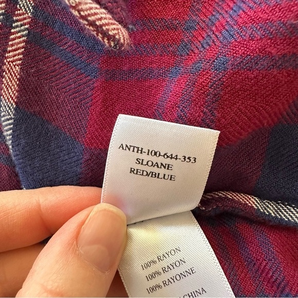 Rails Red Blue Sloane Crop Tie Front Flannel Button-down Shirt Size S/P - Picture 14 of 15